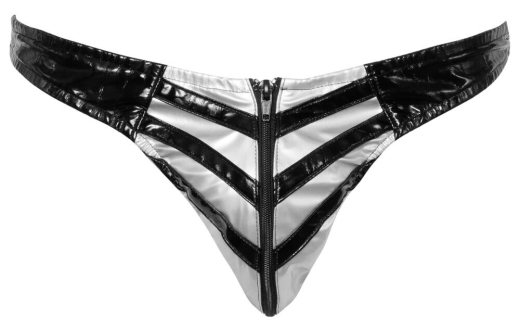 Vinyl Briefs w. Stripes black-silver in Rally Look for Men with elastic Waisband & Front-Zipper by BLACK LEVEL buy