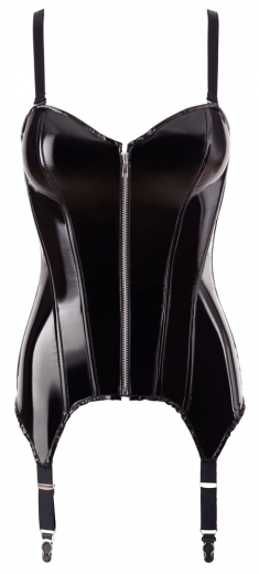 Vinyl Suspender Corset w. lacing & Zipper