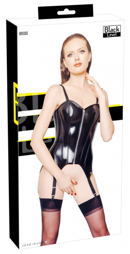 Vinyl Suspender Corset w. lacing & Zipper