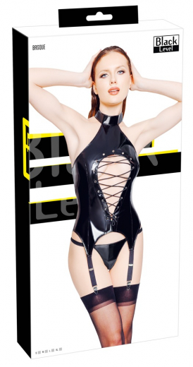 Vinyl Suspender Shirt & Thong w. Neckholder & Lacing