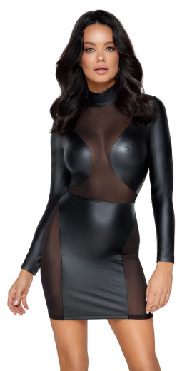 Langarm-Minikleid Mattlook & Netz