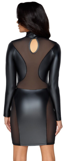 Langarm-Minikleid Mattlook & Netz imit Stehkragen & Knöpfen im Nacken von COTTELLI PARTY günstig kaufen