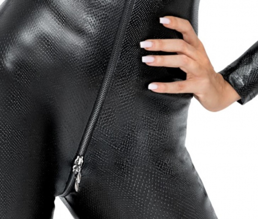 Langarm-Overall m. 3-Wege Reissverschluss Schlangenhaut-Optik