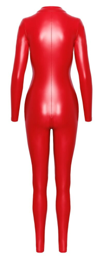 Langarm-Overall m. 3-Wege Reissverschluss Wetlook rot hochelastisch F353 von NOIR HANDMADE günstig kaufen