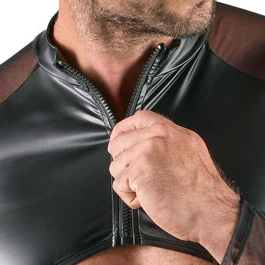 Langarm-Riobody m. Reissverschlüssen Mattlook provokant mit grossem Ausschnitt günstig kaufen