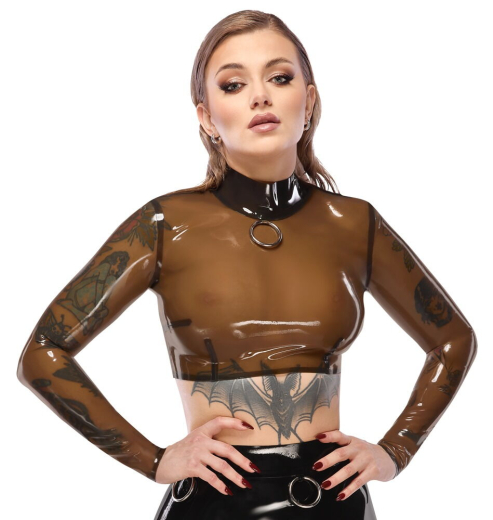 T-shirt à manches longues en latex transparent
