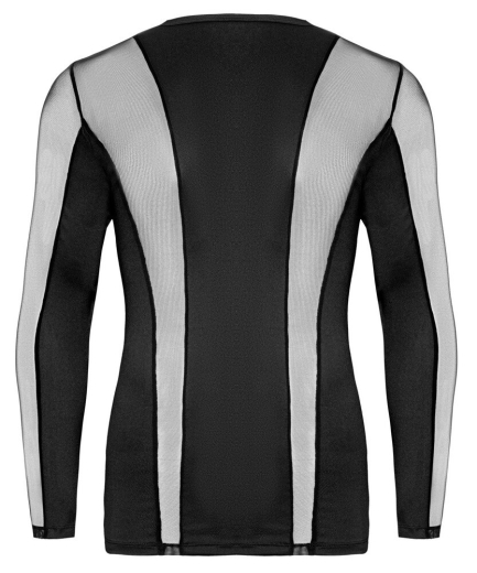 Langarm-Shirt Stretch m. transparenten Einsätzen körperbetonend weiches Material mit elastischem Netz kaufen