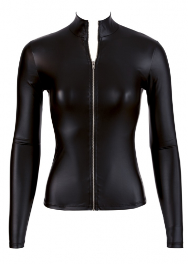 Long Sleeves Top w. Zipper Wetlook