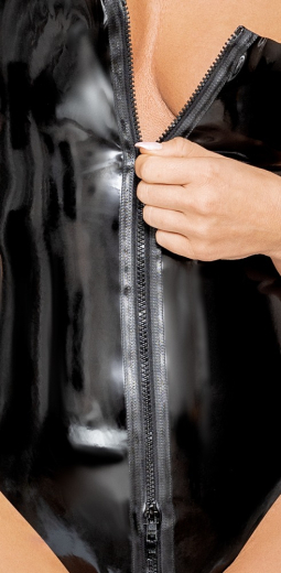 Body en latex avec fermeture éclair à deux voies