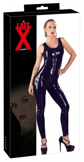 Latex Catsuit m. Reissverschluss ärmellos