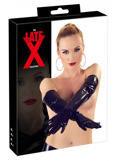 Latex Handschuhe oberarmlang schwarz
