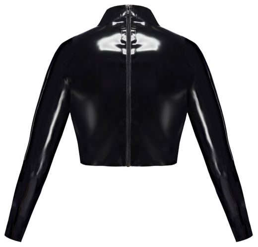 Latex Crop Top open Chest w. Zipper with long Sleeves small Stand-up Collar full Zip @Back by LATE-X buy cheap