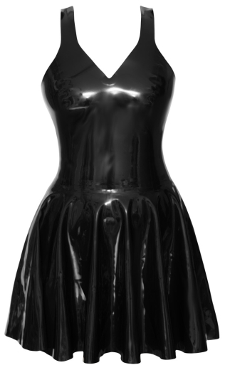 Latex Mini Dress w. flared Skirt