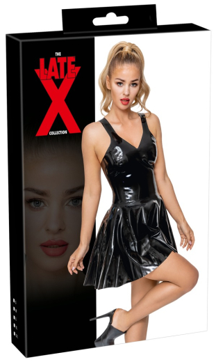 Latex Mini Dress w. flared Skirt