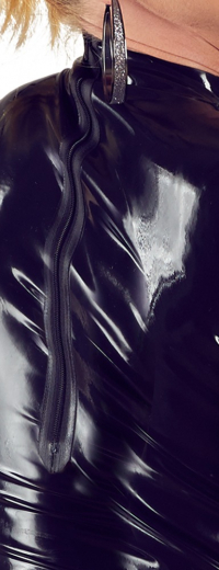 Latex Minikleid m. Stehkragen & Reissverschluss