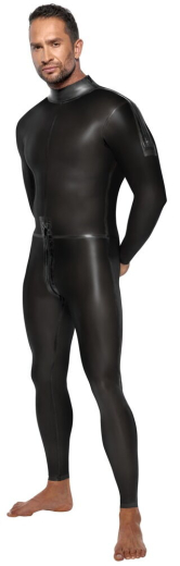 Latex Overall langarm rauchschwarz-transparent