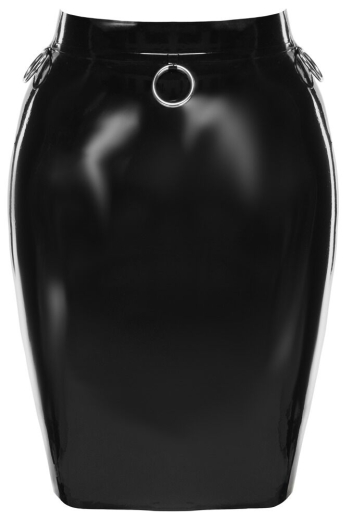 Latex Rock m. O-Ringen & Reissverschluss knielang eng Bund mit Metallringen von LATE-X günstig kaufen