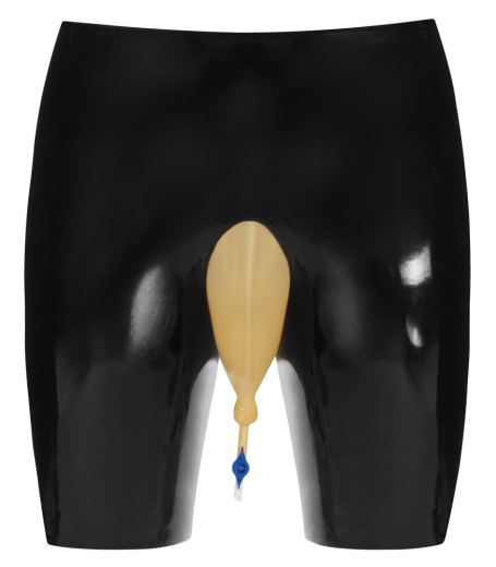 Latex Urine Cycling Shorts for Women with transparent Urine-Bag Insert & Drain Valve by LATE-X Fetish Fashion buy cheap
