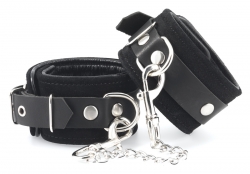 Leather Ankle Cuffs Soft Velours black