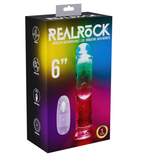 LED Penisvibrator m. Fernbedienung 6-Inch TPE transparent m. Saugfuss & Äderung aufladbar wasserdicht kaufen