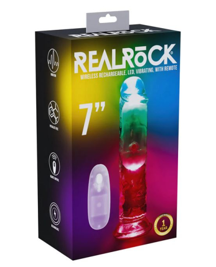 LED Penisvibrator m. Fernbedienung 7-Inch TPE transparent mit Saugfuss & Äderung aufladbar günstig kaufen