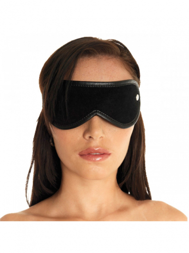 Leder Augenmaske Soft Velour schwarz