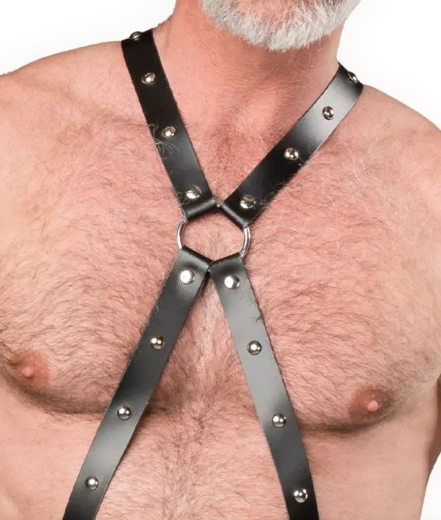 Leder Body-Harness m. G-String fürHerren aus Nappa- & Spaltleder mit kugelförmigen Ziernieten & Druckknöpfen kaufen