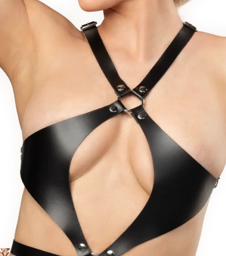 Leather Body-Harness w. Buckles for Women adjustable from S to XL with elastic Band @Buttocks by RIMBA buy cheap