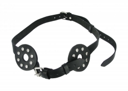 Leder Brustbinder m. Nadeln nippelfrei LUX