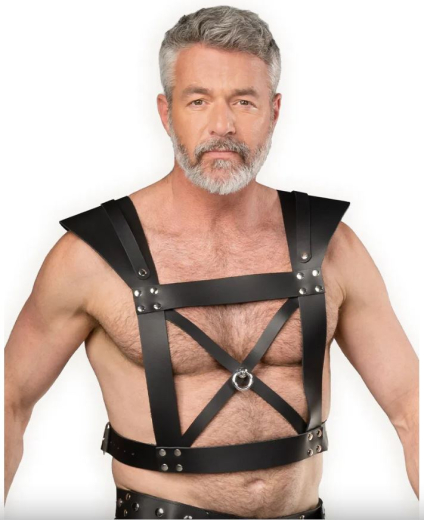 Leder Brustharness m. Schnallen Gladiator