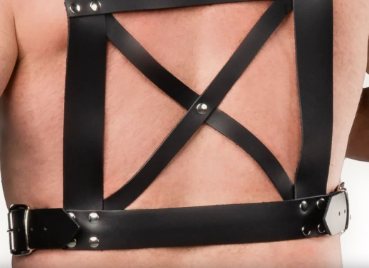 Leder Brustharness m. Schnallen Gladiator aus robustem Sattelleder mit Nieten & O-Ring von RIMBA günstig kaufen