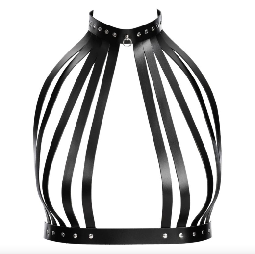 Leather Chest Harness backless Stripes adjustable by Eyelet reinforced Straps & Buckles with Rivets & O-Ring buy cheap