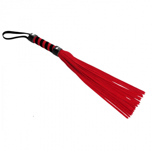 Leder Flogger Frisky Short Suede schwarz-rot