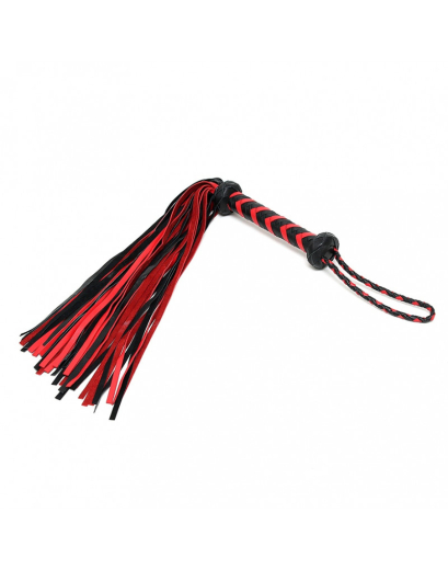 Leder Flogger geflochten 50cm schwarz-rot