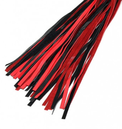Leder Flogger geflochten 50cm schwarz-rot