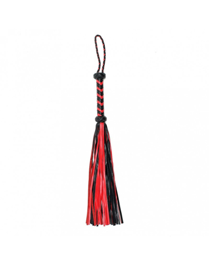 Leder Flogger geflochten 50cm schwarz-rot