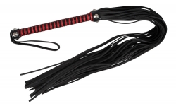 Leder Flogger-Peitsche m. rot-schwarzem Griff ZADO