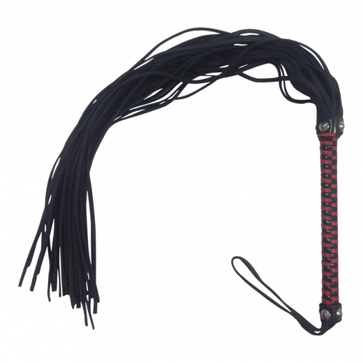 Leder Flogger-Peitsche m. rot-schwarzem Griff ZADO
