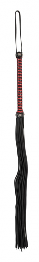 Leder Flogger-Peitsche m. rot-schwarzem Griff ZADO
