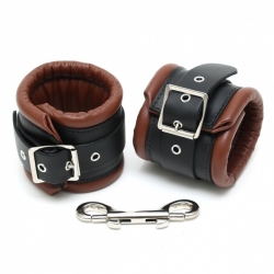 Leder Fussgelenk Fesseln gepolstert schwarz-braun