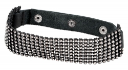 Leder Halsband m. Strass