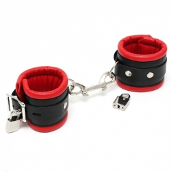 Leder Handgelenk Fesseln gepolstert abschliessbar schwarz-rot
