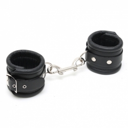 Leder Handgelenk Fesseln gepolstert schwarz