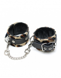 Leather Wrist Cuffs Leopard