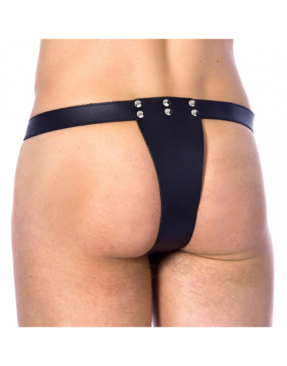 Leather Chastity Thong w. hollow Dildo