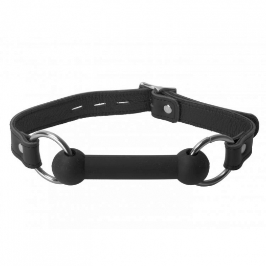 Mouth Gag w. Silicone Mouthpiece Pony Bit lockable Leather