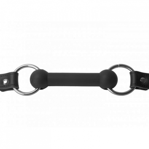 Mouth Gag w. Silicone Mouthpiece Pony Bit lockable Leather