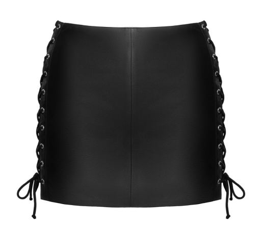 Leather Mini Skirt w. underlaid Lacings small Zipper @Back by ZADO Fetish Fashion buy cheap