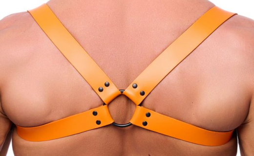 Leather Back Harness w. Shoulder Straps orange S-M strong Cowhide by Buckles adjustable by THE RED buy cheap
