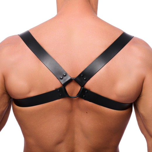 Leder Rückenharness m. Schulterriemen schwarz L-XL aus 2mm starkem Rindsleder mit Schnallen günstig kaufen